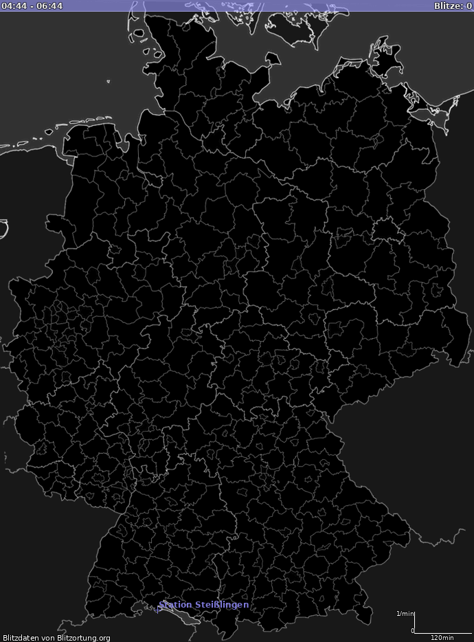 Bliksem kaart Duitsland 29.04.2024 11:34:42
